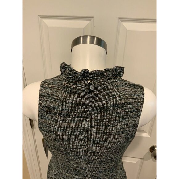 Ganni Speckled Gray Fit & Flare Dress w/ Ruffle Collar, Size Small - Picture 7 of 8